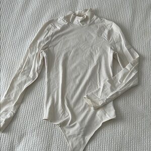 Abercrombie & Fitch Cream Long Sleeve Bodysuit